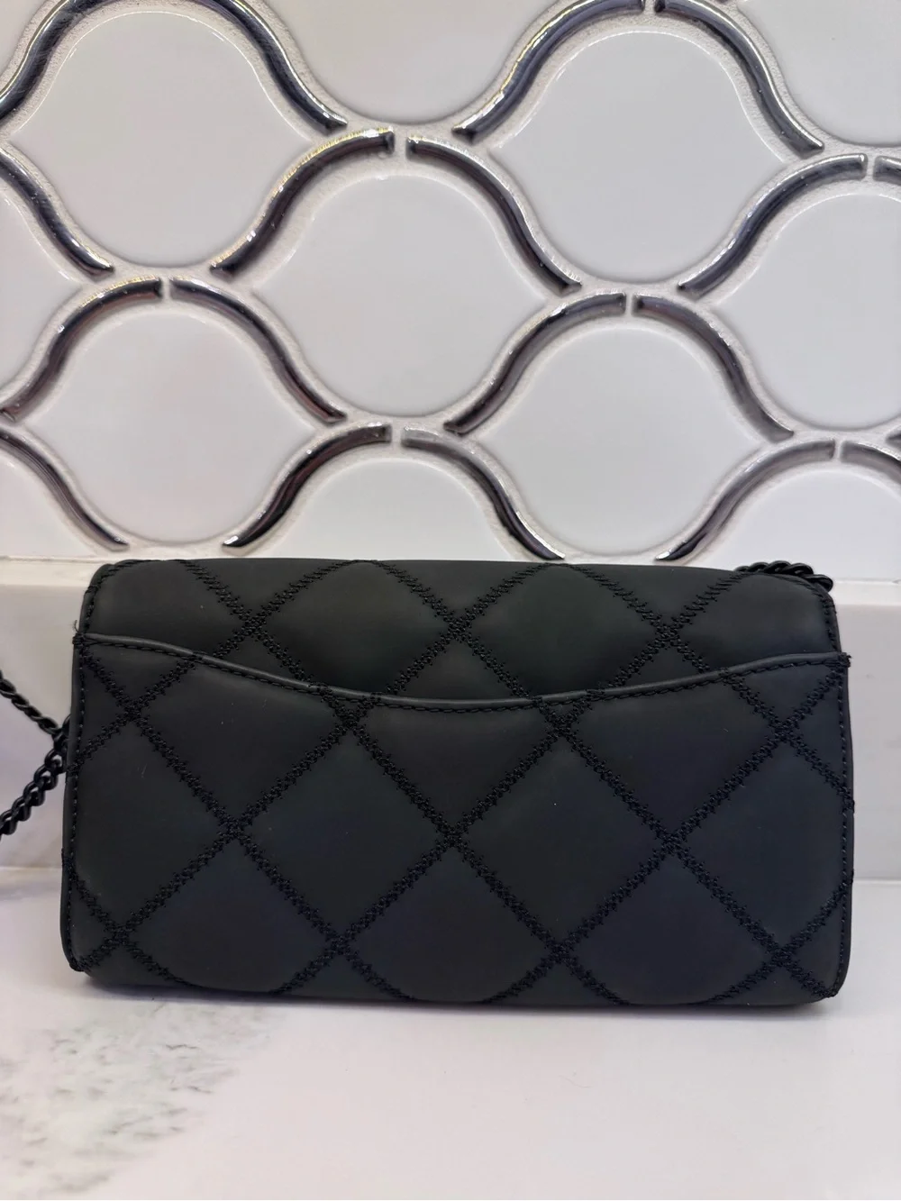 Tory Burch Black Quilted Logo Crossbody